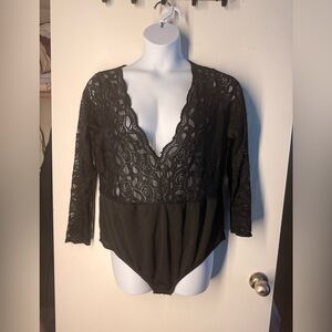 Elegant Black Lace Bodysuit
